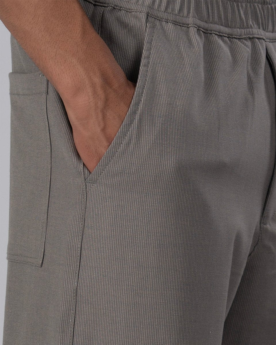 TAILORAEDGE Easy Iron Striped Flexiwaist Relaxed Trouser In Beige