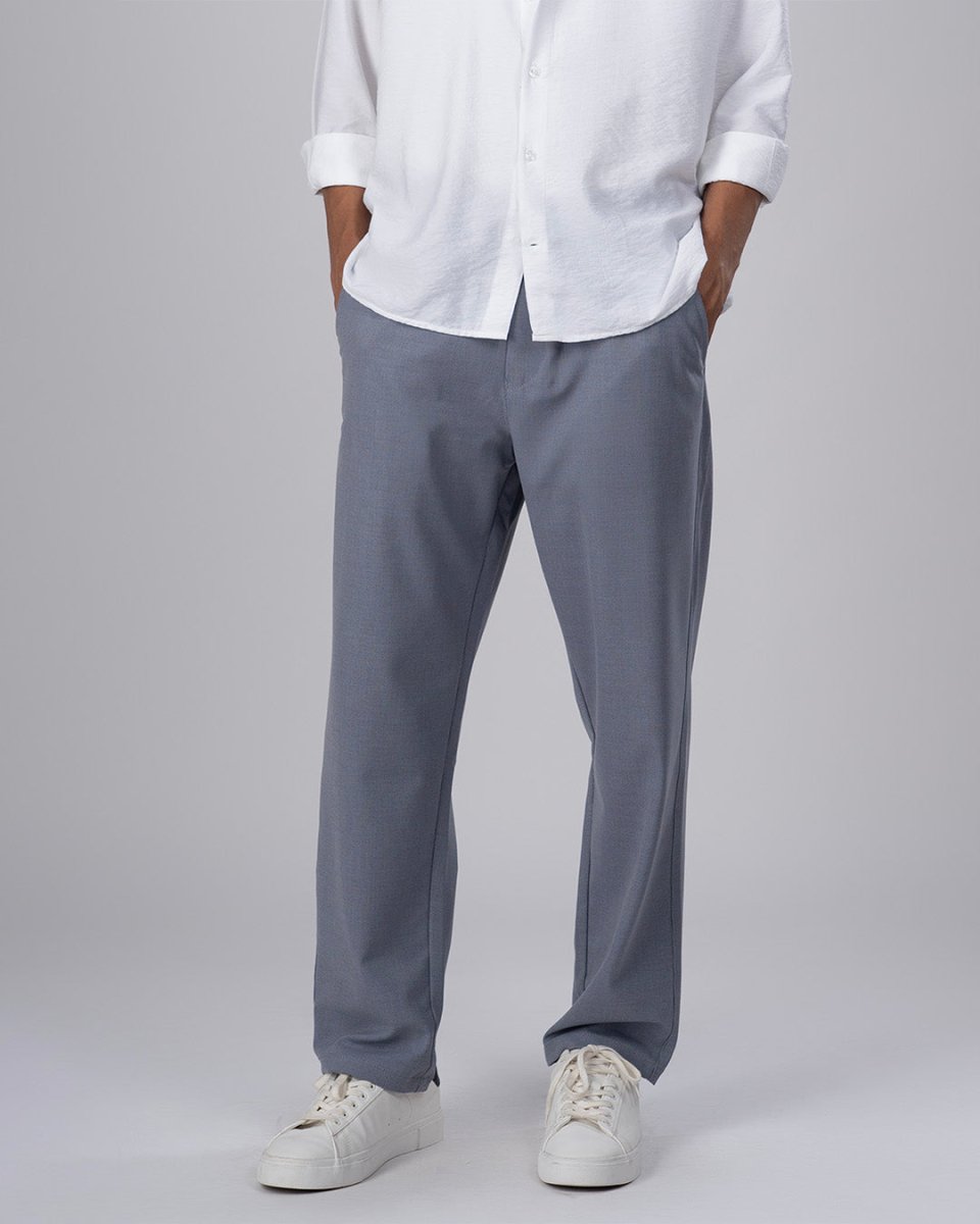 TAILORAEDGE Easy Iron Striped Flexiwaist Relaxed Trouser In Blue