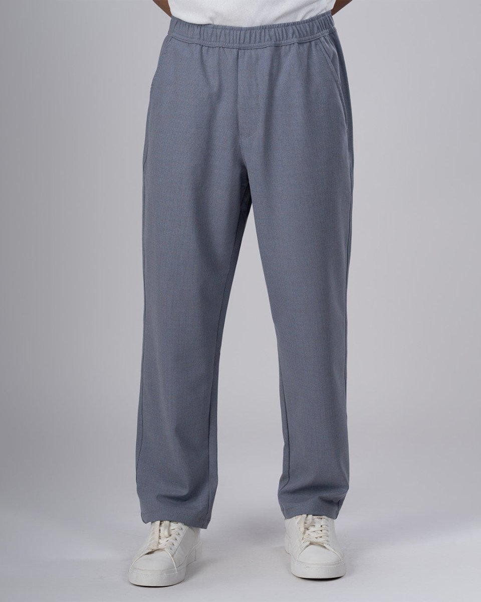 TAILORAEDGE Easy Iron Striped Flexiwaist Relaxed Trouser In Blue