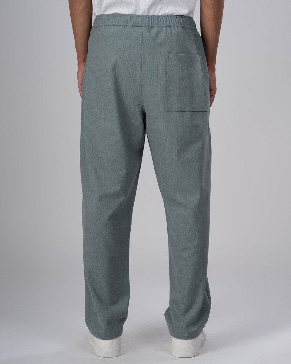 TAILORAEDGE Easy Iron Striped Flexiwaist Relaxed Trouser In Green