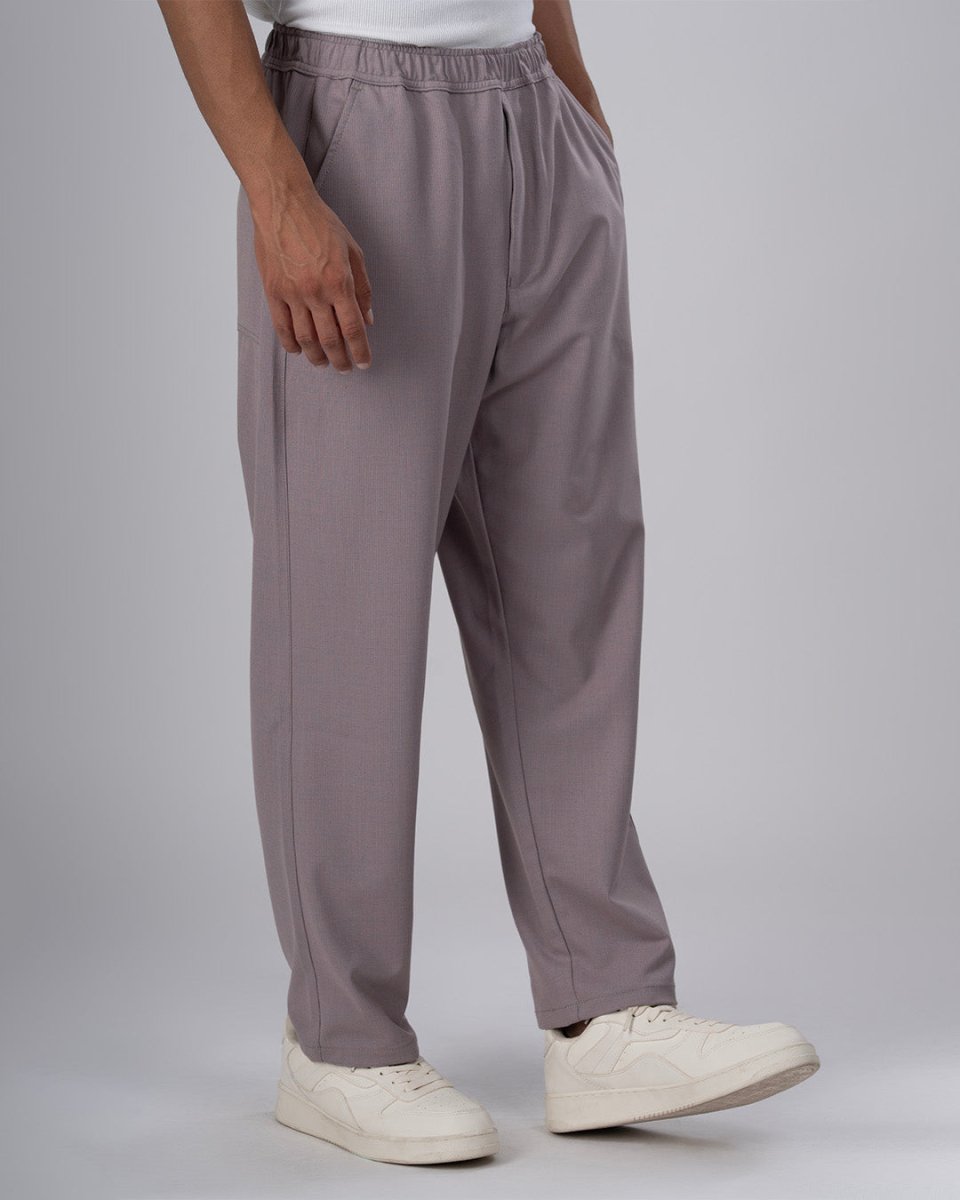 TAILORAEDGE Easy Iron Striped Flexiwaist Relaxed Trouser In Pink