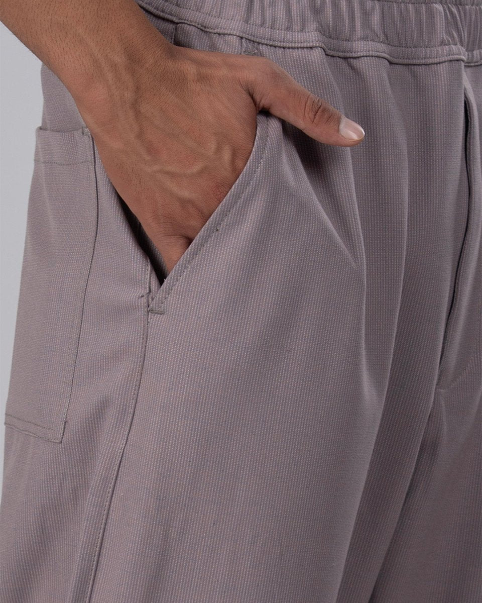 TAILORAEDGE Easy Iron Striped Flexiwaist Relaxed Trouser In Pink