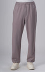 TAILORAEDGE Easy Iron Striped Flexiwaist Relaxed Trouser In Pink