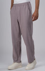TAILORAEDGE Easy Iron Striped Flexiwaist Relaxed Trouser In Pink