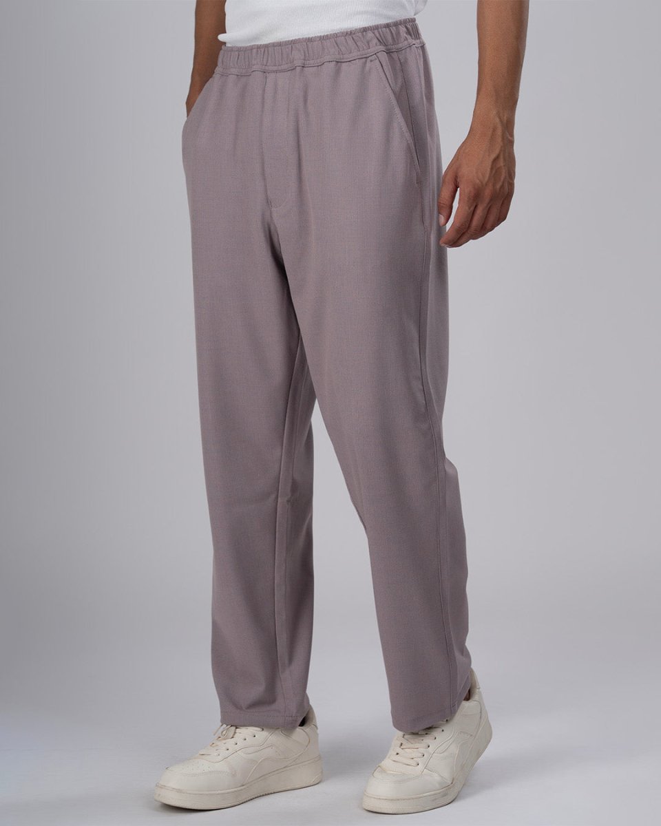 TAILORAEDGE Easy Iron Striped Flexiwaist Relaxed Trouser In Pink