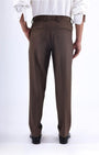 TAILORAEDGE Easy Iron Striped Formal Pants In Brown