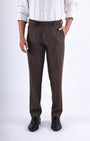 TAILORAEDGE Easy Iron Striped Formal Pants In Brown