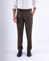 TAILORAEDGE Easy Iron Striped Formal Pants In Brown