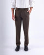 TAILORAEDGE Easy Iron Striped Formal Pants In Brown