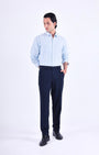 TAILORAEDGE Easy Iron Striped Formal Pants In Navy