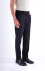 TAILORAEDGE Easy Iron Striped Formal Pants In Wine