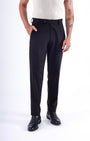 TAILORAEDGE Easy Iron Striped Formal Pants In Wine