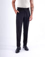 TAILORAEDGE Easy Iron Striped Formal Pants In Wine