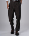 TAILORAEDGE Easy Iron Striped Relaxed Trousers In Brown