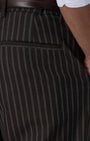 TAILORAEDGE Easy Iron Striped Relaxed Trousers In Brown