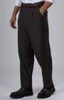 TAILORAEDGE Easy Iron Striped Relaxed Trousers In Brown
