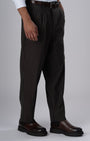 TAILORAEDGE Easy Iron Striped Relaxed Trousers In Brown