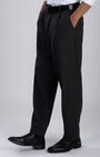 TAILORAEDGE Easy Iron Striped Relaxed Trousers In Dark Grey