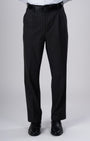 TAILORAEDGE Easy Iron Striped Relaxed Trousers In Dark Grey