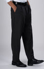 TAILORAEDGE Easy Iron Striped Relaxed Trousers In Dark Grey