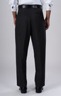 TAILORAEDGE Easy Iron Striped Relaxed Trousers In Dark Grey