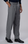 TAILORAEDGE Easy Iron Striped Relaxed Trousers In Light Grey