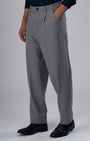 TAILORAEDGE Easy Iron Striped Relaxed Trousers In Light Grey