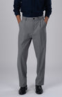 TAILORAEDGE Easy Iron Striped Relaxed Trousers In Light Grey