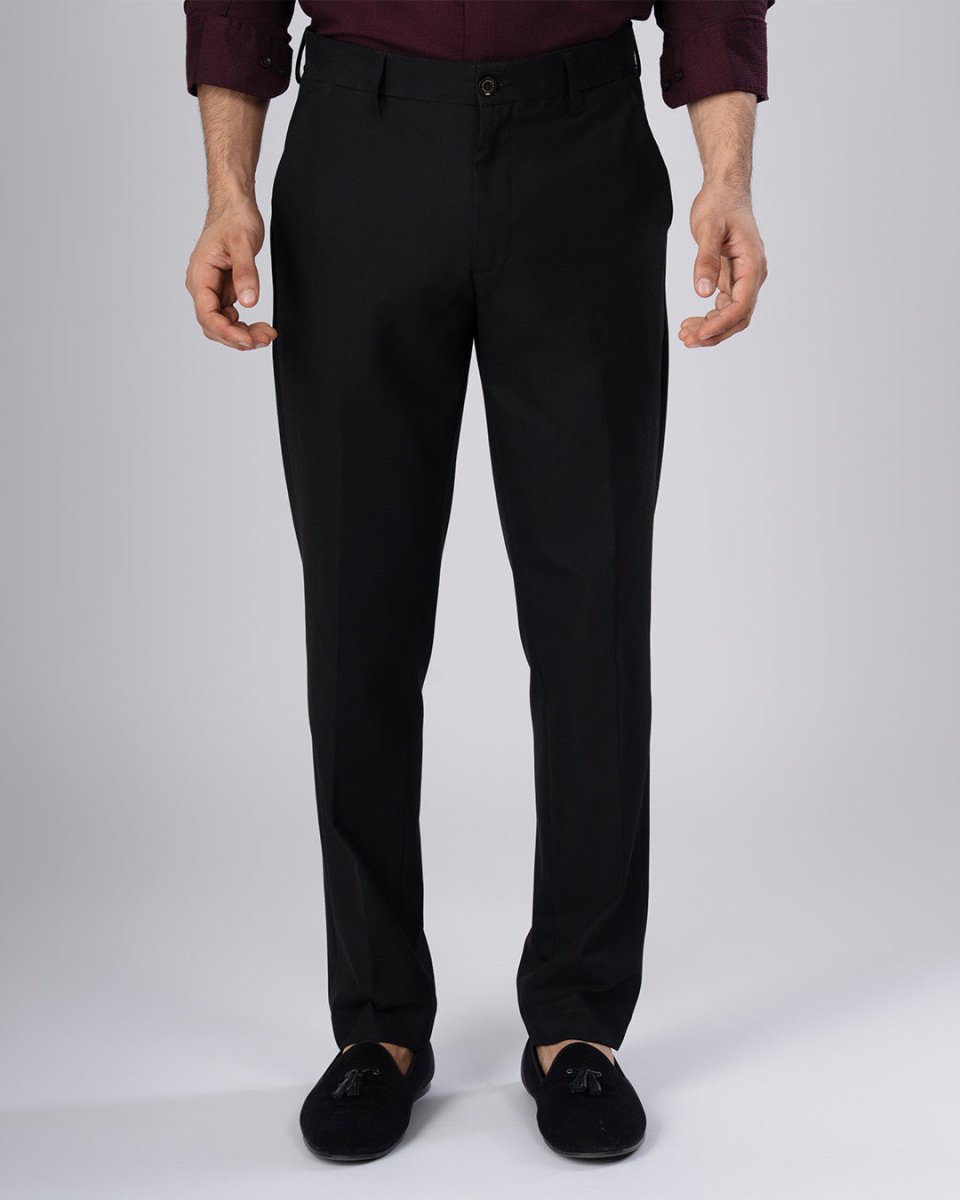 TAILORAEDGE Easy Iron Tailored Office Trousers In Black