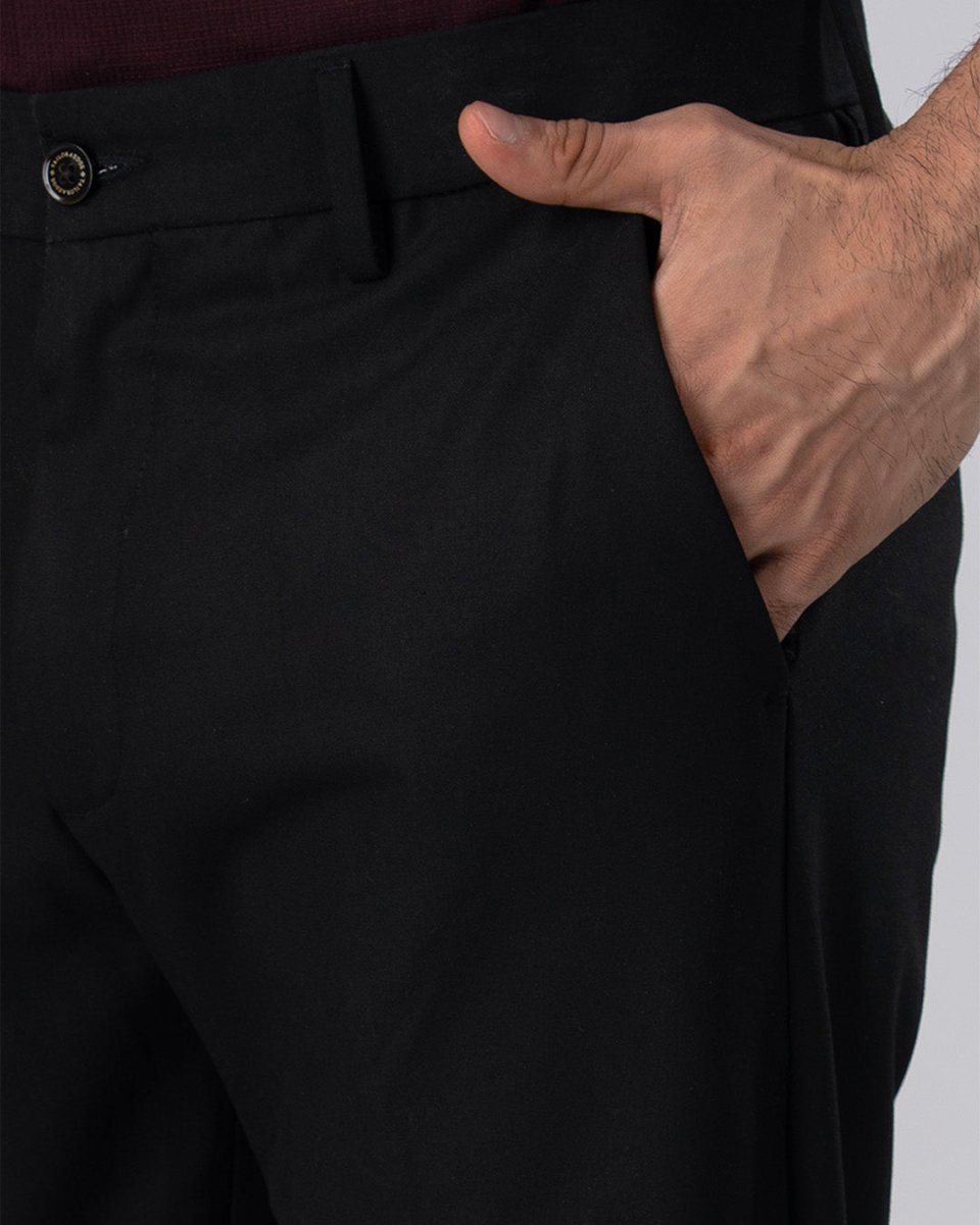 TAILORAEDGE Easy Iron Tailored Office Trousers In Black