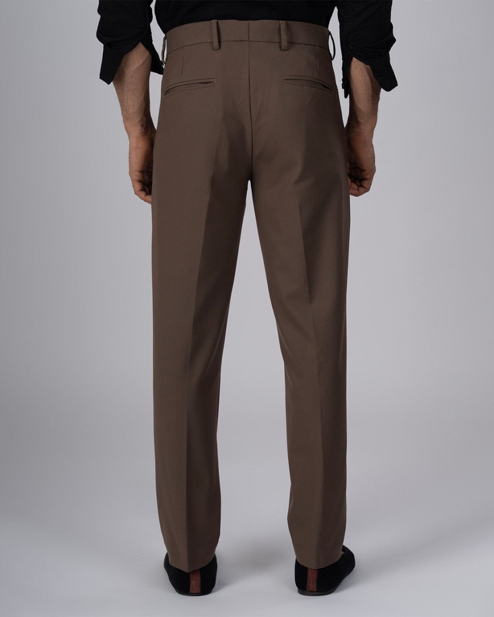 TAILORAEDGE Easy Iron Tailored Office Trousers In Cocoa