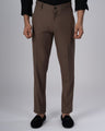 TAILORAEDGE Easy Iron Tailored Office Trousers In Cocoa