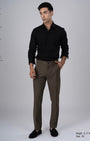 TAILORAEDGE Easy Iron Tailored Office Trousers In Fur Brown