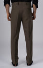 TAILORAEDGE Easy Iron Tailored Office Trousers In Fur Brown