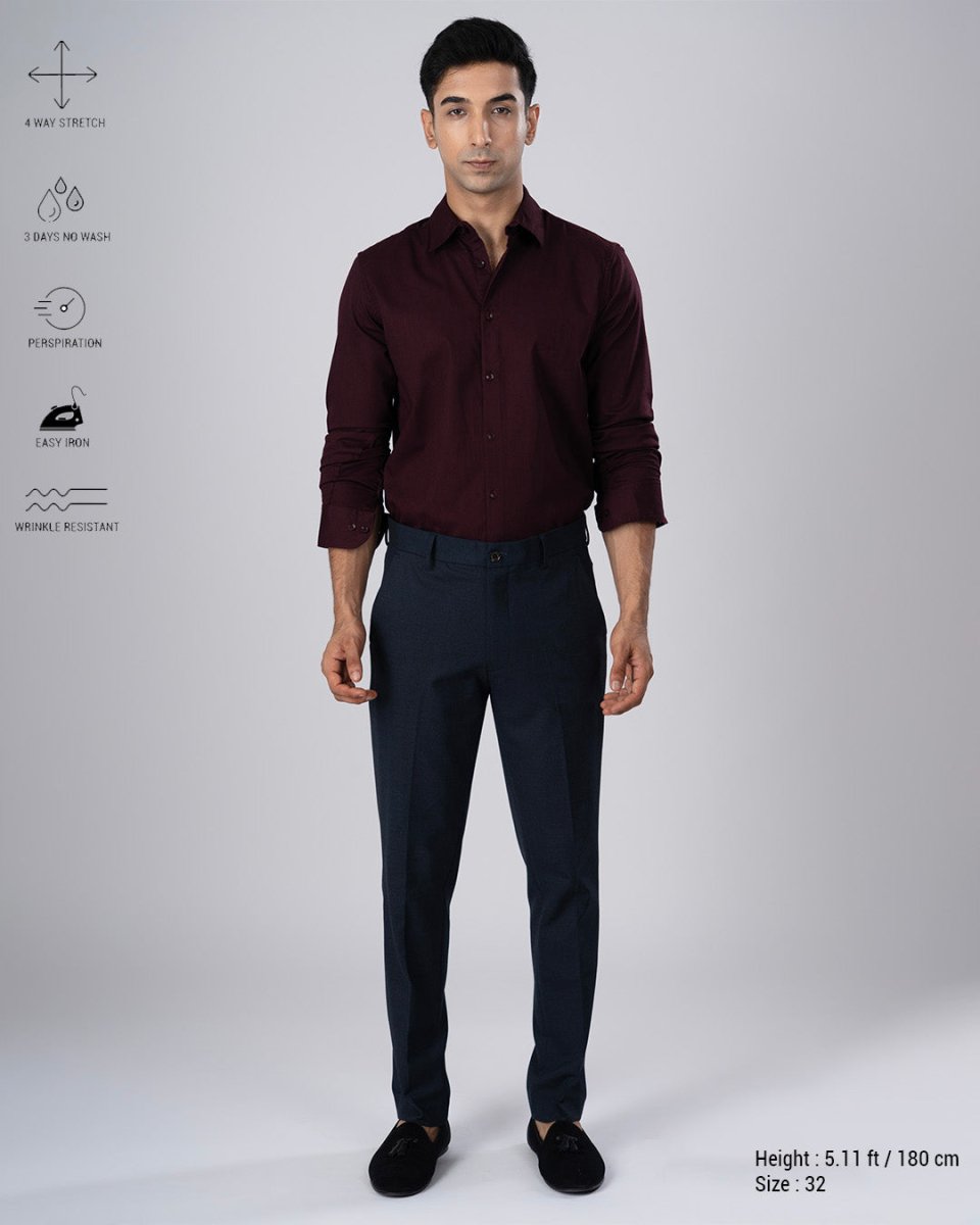 TAILORAEDGE Easy Iron Tailored Office Trousers In Navy