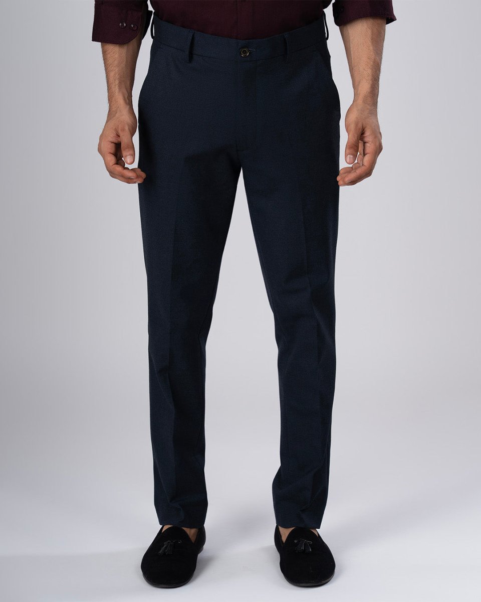TAILORAEDGE Easy Iron Tailored Office Trousers In Navy
