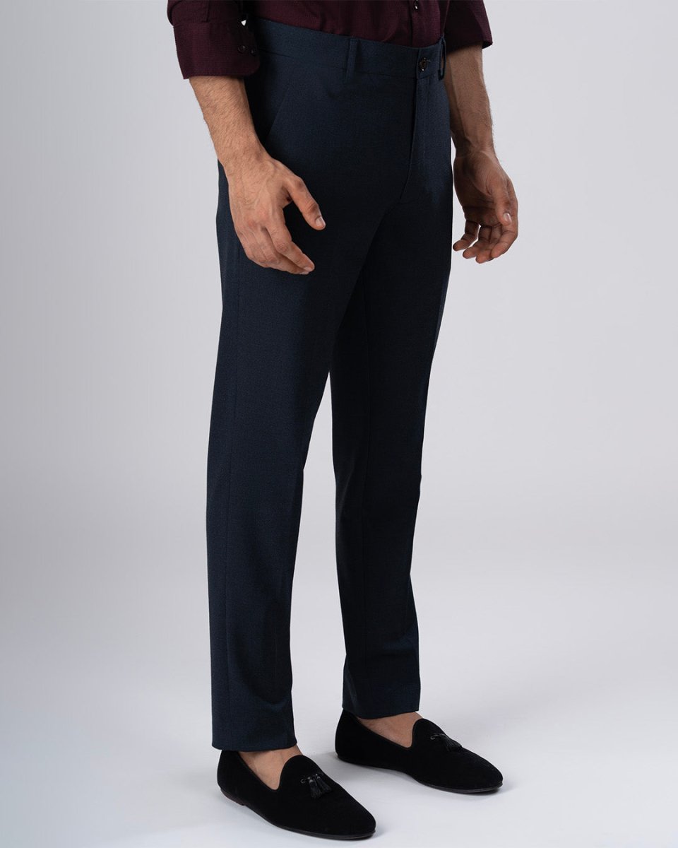 TAILORAEDGE Easy Iron Tailored Office Trousers In Navy
