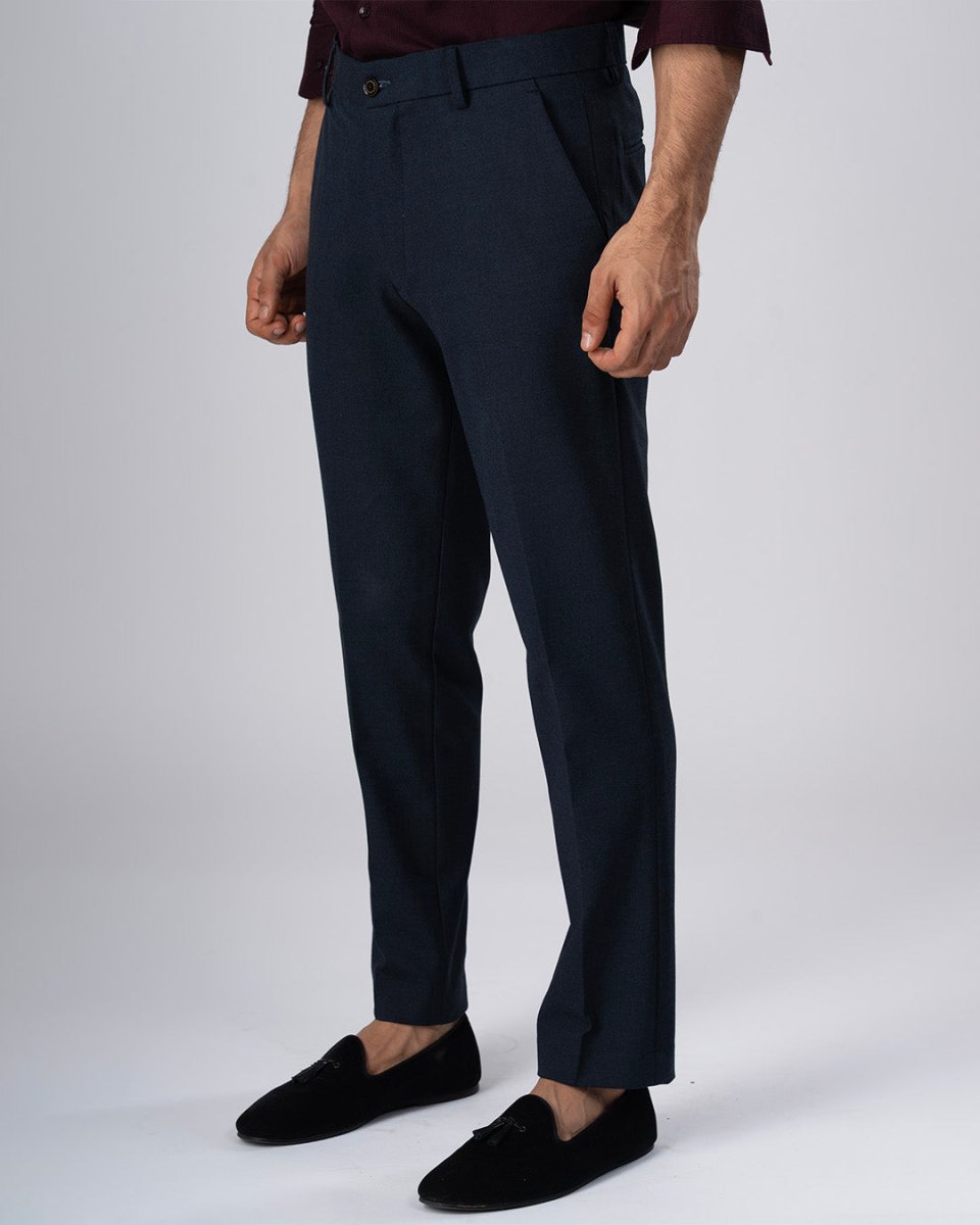 TAILORAEDGE Easy Iron Tailored Office Trousers In Navy