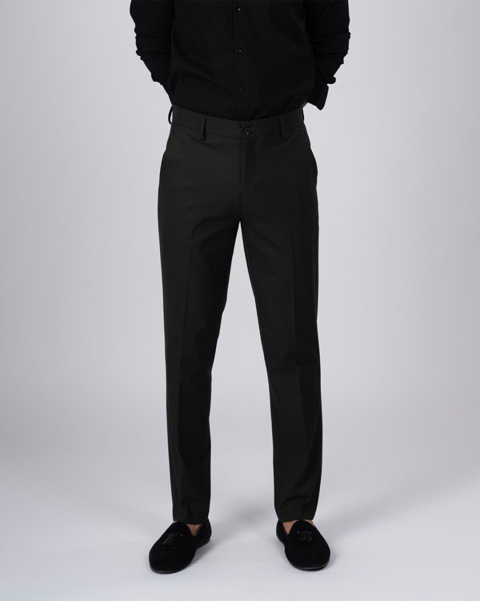 TAILORAEDGE Easy Iron Tailored Office Trousers In Olive