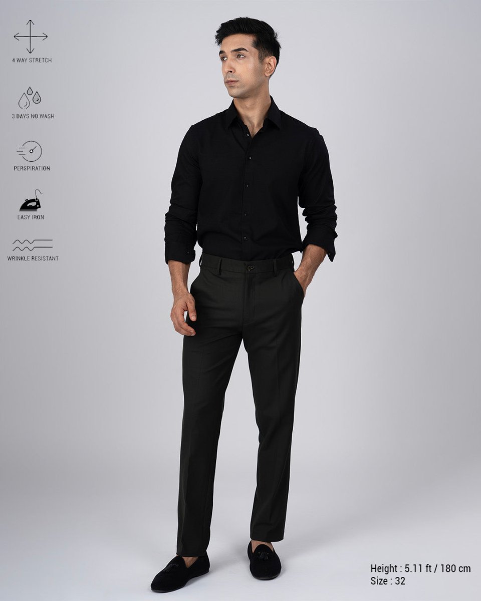 TAILORAEDGE Easy Iron Tailored Office Trousers In Olive