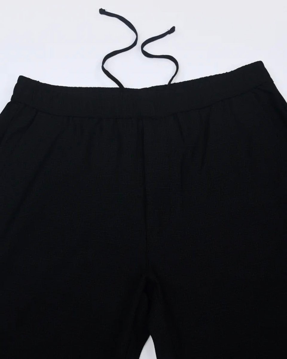 TAILORAEDGE Easy Iron Textured Flexiwaist Tailored Trouser In Black