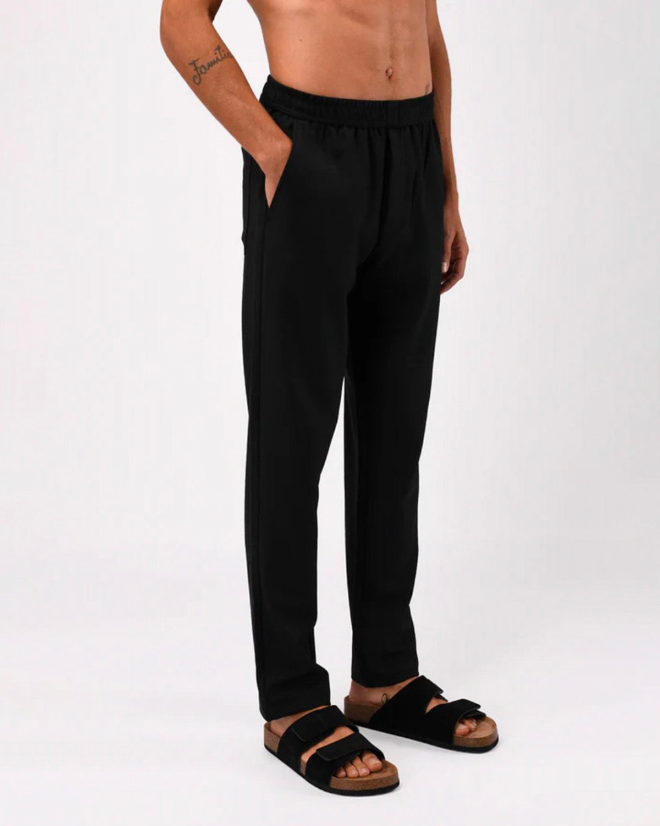 TAILORAEDGE Easy Iron Textured Flexiwaist Tailored Trouser In Black