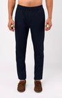 TAILORAEDGE Easy Iron Textured Flexiwaist Tailored Trouser In Navy