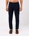 TAILORAEDGE Easy Iron Textured Flexiwaist Tailored Trouser In Navy