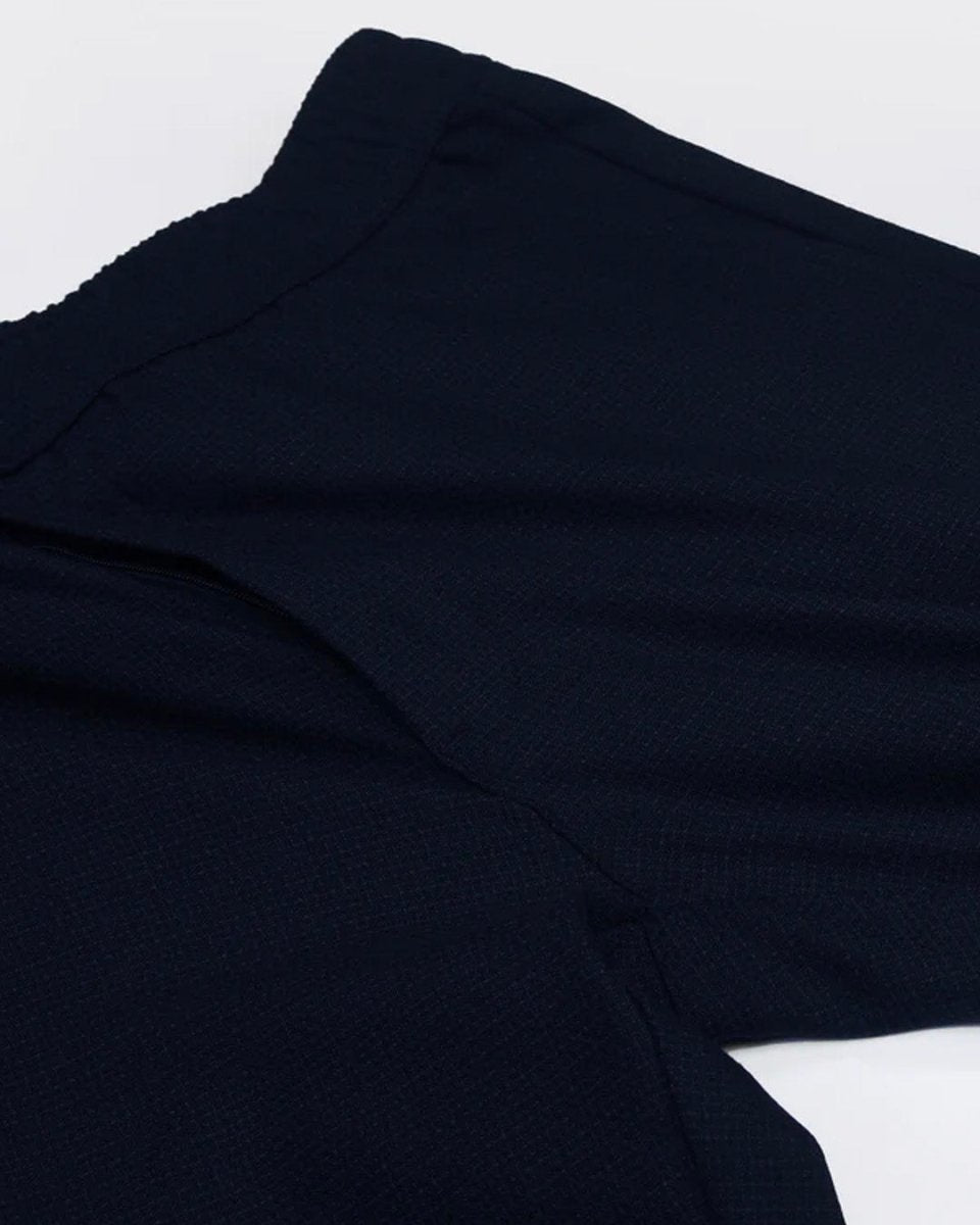 TAILORAEDGE Easy Iron Textured Flexiwaist Tailored Trouser In Navy