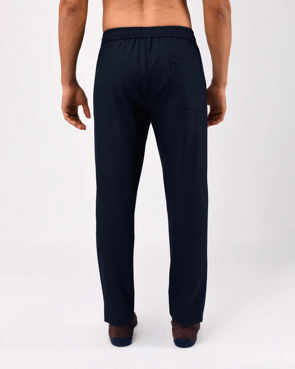 TAILORAEDGE Easy Iron Textured Flexiwaist Tailored Trouser In Navy