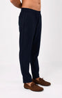 TAILORAEDGE Easy Iron Textured Flexiwaist Tailored Trouser In Navy
