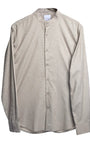 TAILORAEDGE Easy Iron Textured Mandarin Shirt In Beige