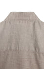 TAILORAEDGE Easy Iron Textured Mandarin Shirt In Beige