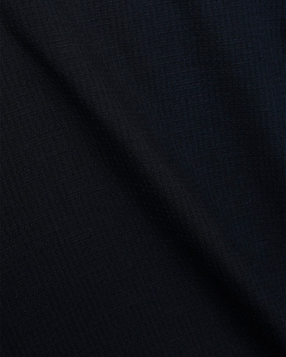 TAILORAEDGE Easy Iron Textured Mandarin Shirt In Black